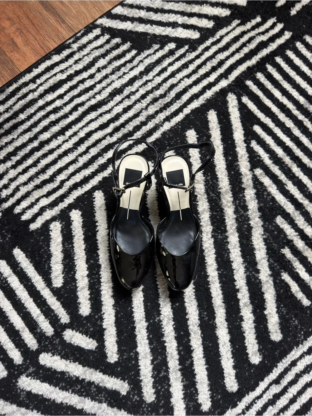 Dolce Vita Black Patent Platform Block Heel Sandals